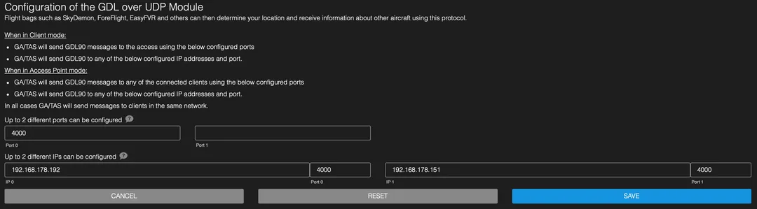 GDL Over UDP Configuration